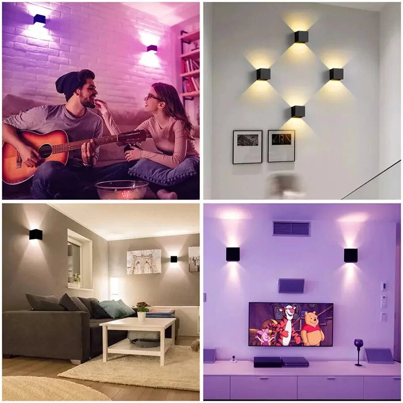 (image for) 9W Tuya WIFI Smart RGB LED Wall Lamp Outdoor Waterproof Cube RGBW APP Dimming Exterior Wall Light Atmosphere Washer Light