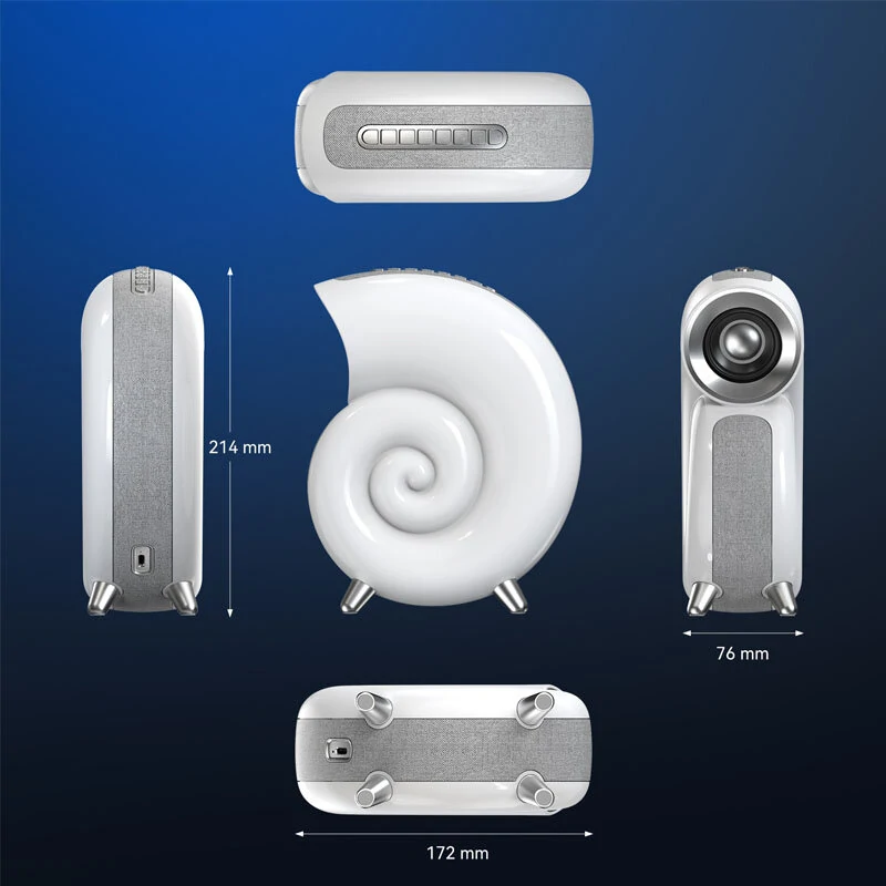 (image for) Conch RGB LED Night Light Wake Up Lamp Sleep Light Smart Atmosphere Lamp Blue Tooth Clock Alarm speaker with Stereo BT Speaker