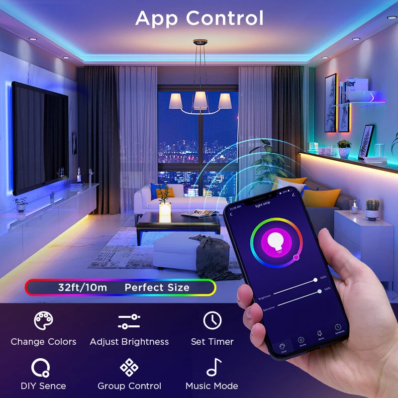 (image for) Gosund SL2/SL3 5M/10M RGB Smart Light Strips WiFi Bluetooth Intelligent Lamp Strip for Living Room Kitchen Bedroom TV Backlight