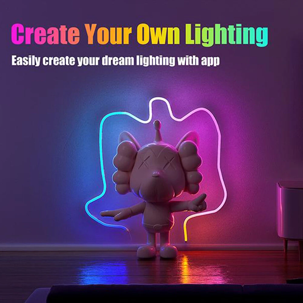 (image for) LIXINCORDA Smart LED RGB Neon Strip Lights Bluetooth Color Changing Lights LED Silicone Neon Strip Lights WiFi+Bluetooth APP Control Light Strips