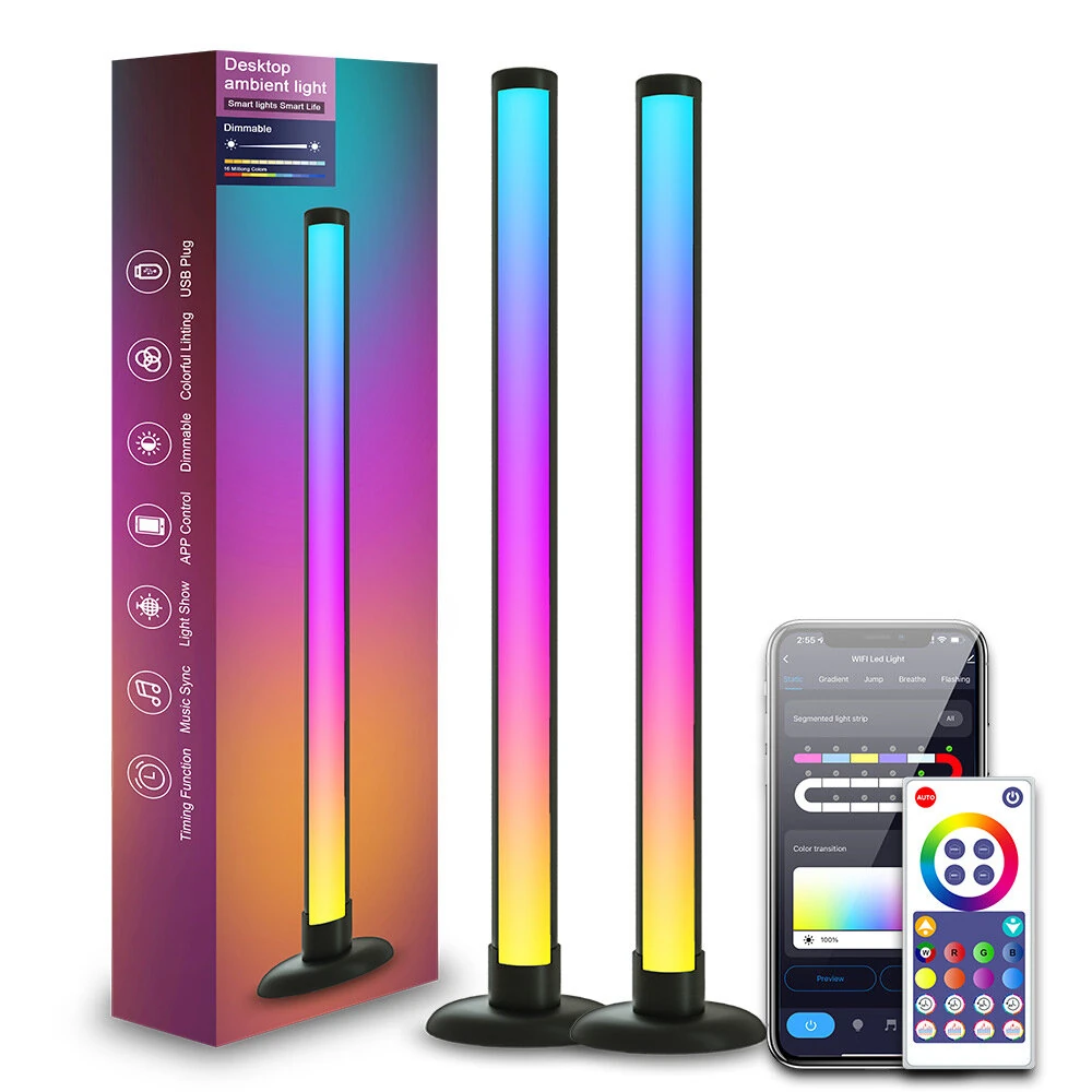 (image for) LIXINCORDA Smart LED RGBIC Desktop Lamp Atmosphere Rhythm Pickup Light Bars Bluetooth APP Control Remote Control