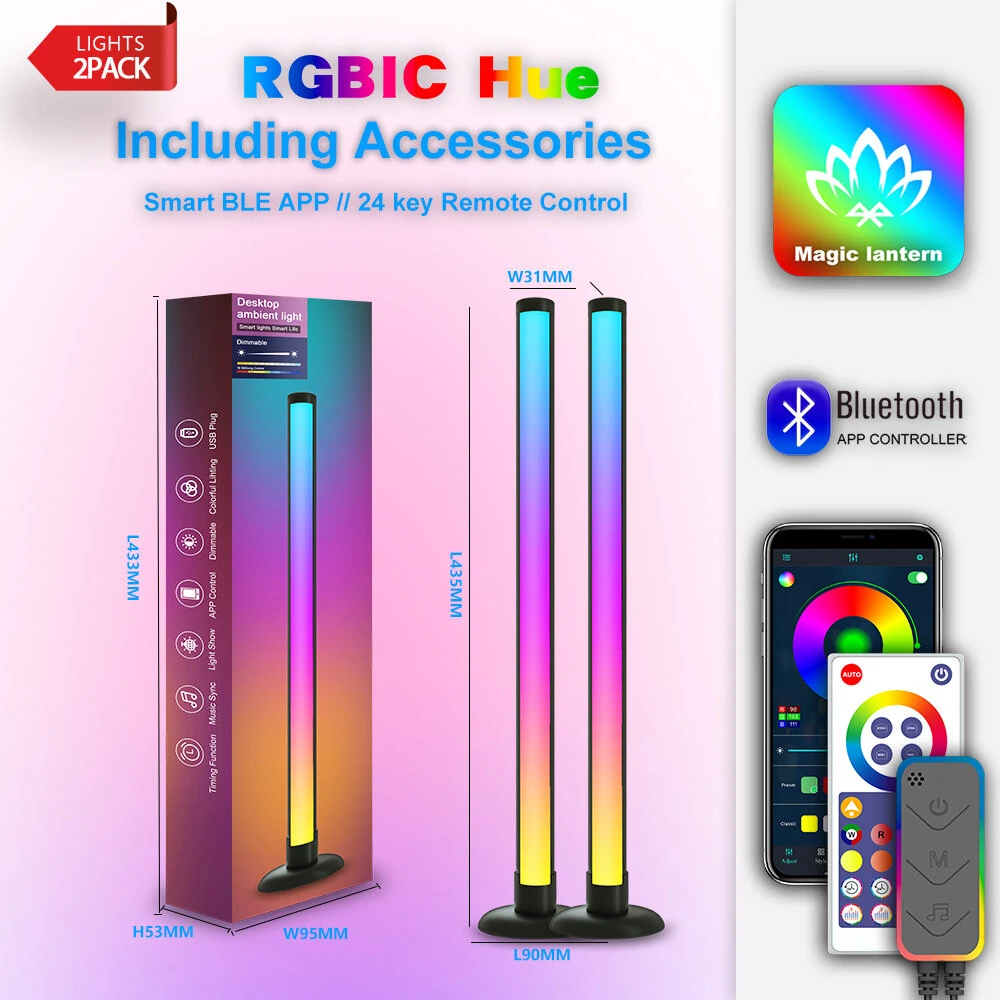 (image for) LIXINCORDA Smart LED RGBIC Desktop Lamp Atmosphere Rhythm Pickup Light Bars Bluetooth APP Control Remote Control