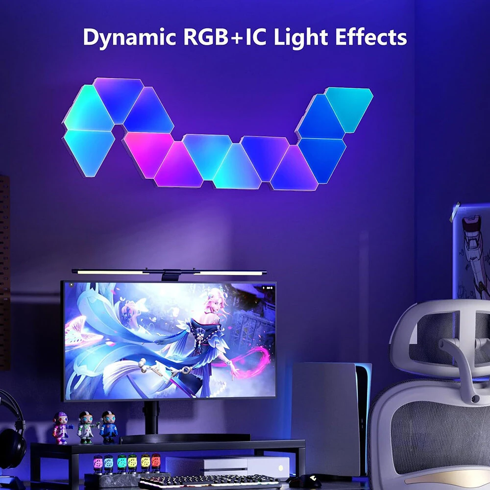 (image for) LIXINCORDA Smart RGBIC LED Triangle Light Panels Music Sync APP/Remote/Voice Control With Alexa & Google Wall Art & Room Decor