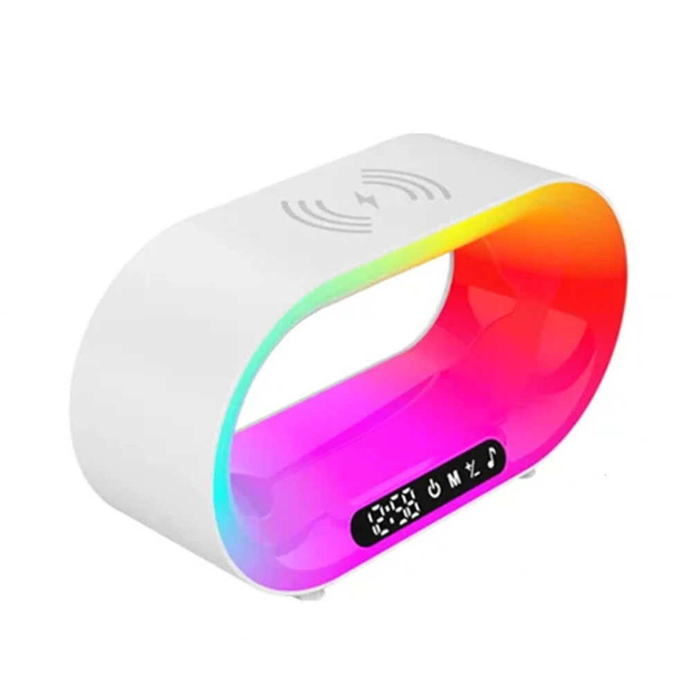 (image for) Multi-function 3 In 1 LED Night Light APP Control RGB Atmosphere Desk Lamp Smart Multifunctional Wireless Charger Alarm Clock