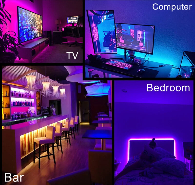 (image for) RGB LED Strip Kit 5050 Bluetooth Remote Control 5V 30 LEDs/m Adhesive Flexible Cuttable Strip Lights IP20 for Home Decor 1m 2m 5m 10m
