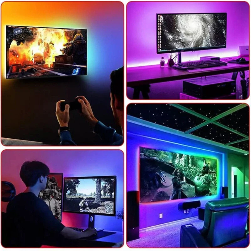 (image for) RGB LED Strip Kit 5050 Bluetooth Remote Control 5V 30 LEDs/m Adhesive Flexible Cuttable Strip Lights IP20 for Home Decor 1m 2m 5m 10m
