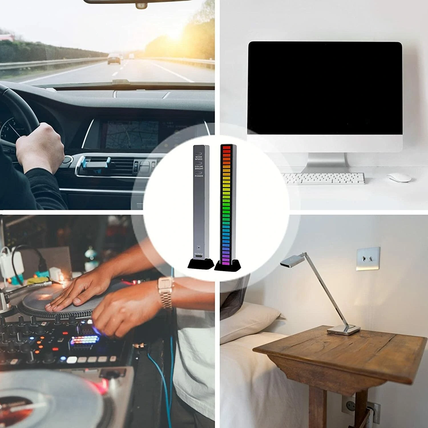 (image for) RGB Pickup Lights Sound Control LED Light Smart App Control Color Rhythm Ambient Lamp For Car/Game Computer Desktop Decorative Light