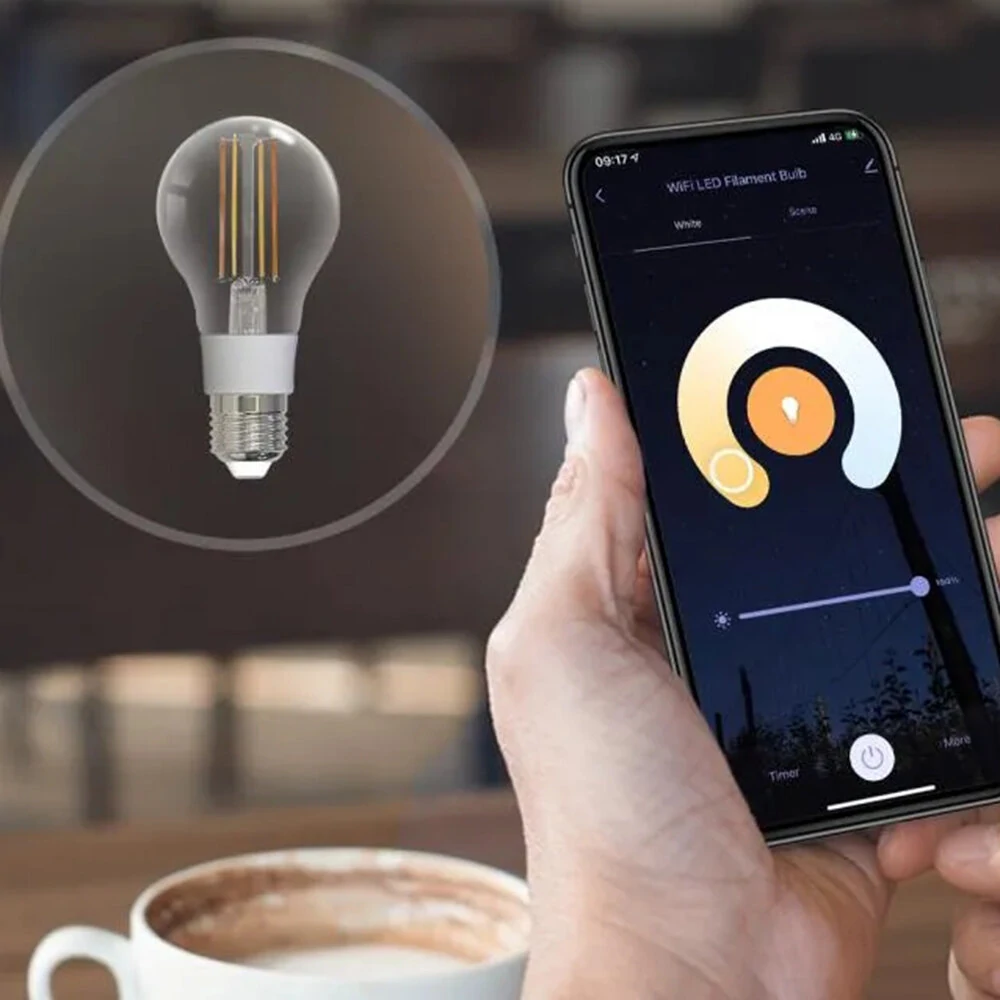 (image for) Tuya Wifi Smart Filament Bulb 7W LED Light Lamp E27 Dimmable Lighting 806Lm Work With Smart Life Alexa Google Home