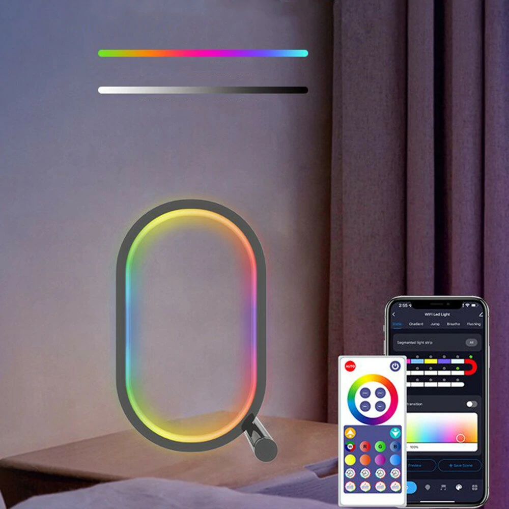 (image for) WIFI Smart LED Desktop Ambient Night Light RGBIC USB Desk Lamp with App Dimmable Color Change for Bedroom Game Room Study